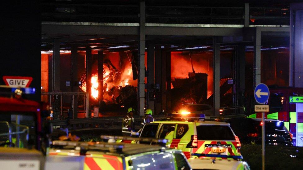 Fire in multi-storey car park