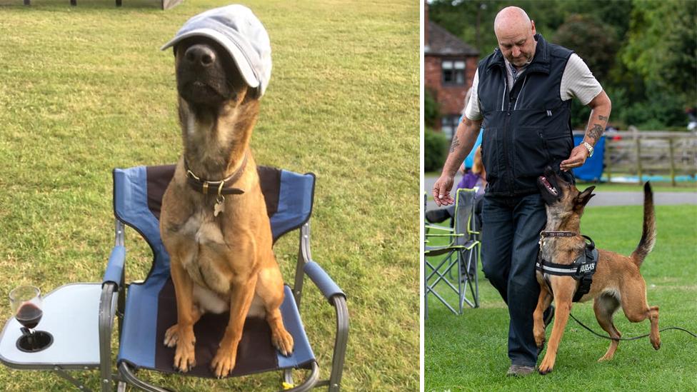 Zuri the dog with owner and trainer Russell Becque