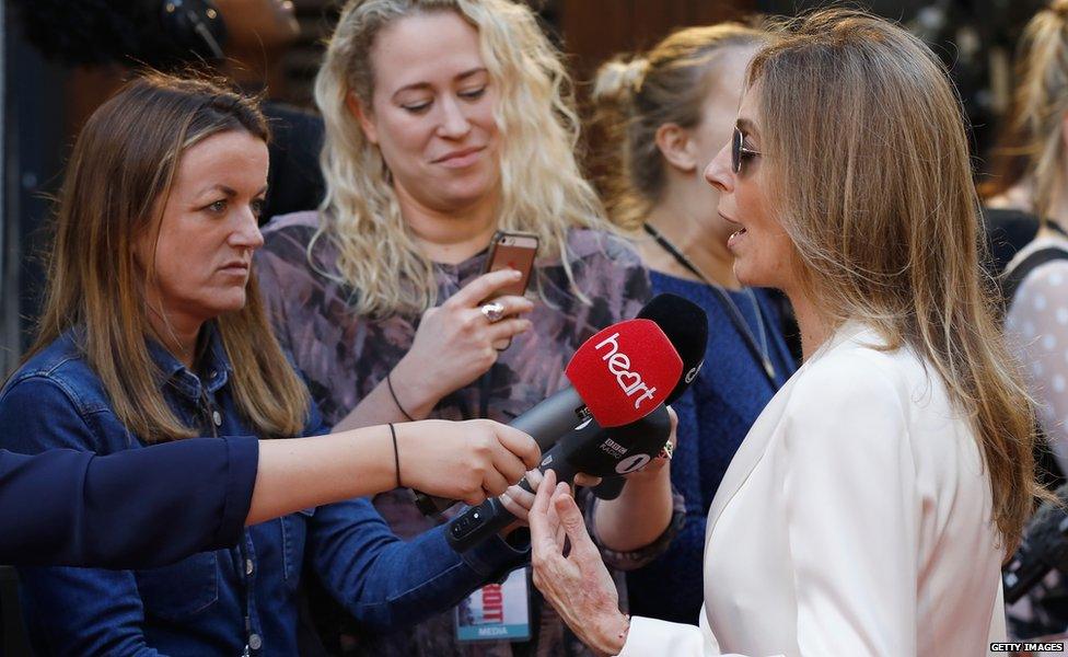 Newsbeat's entertainment reporter Sinead Garvan and Detroit director Kathryn Bigelow on the red carpet