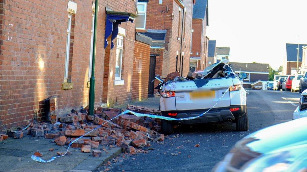 Storm Malik damage to a car is South Shields