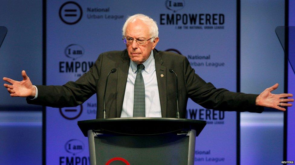 Democratic presidential candidate Bernie Sanders (I-VT) speaks at the National Urban League's conference in Fort Lauderdale, Florida 31 July 2015