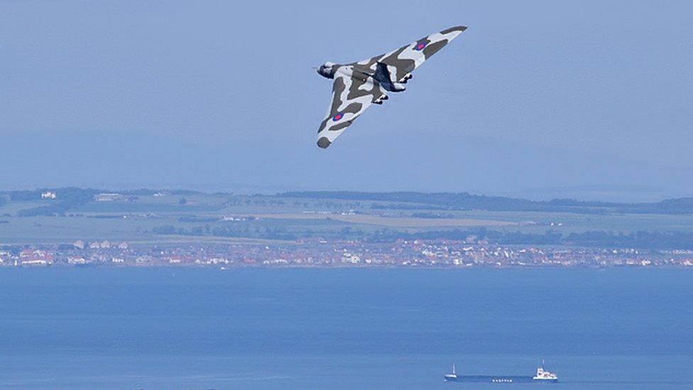 The bomber in flight