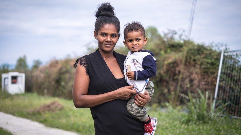 Abadit Tesfay (25) and her son Melab (10 months)