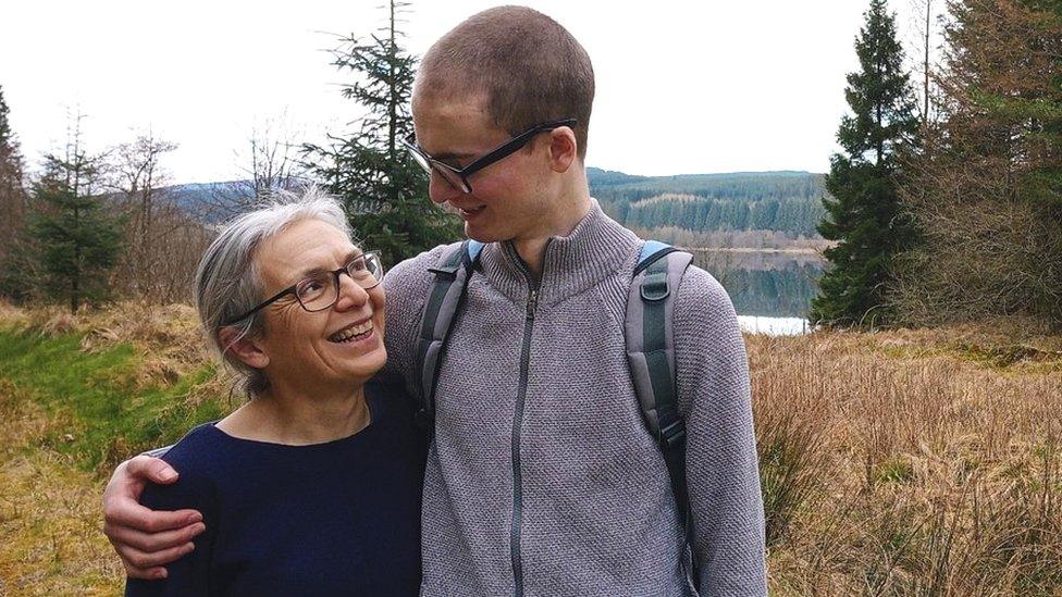 Ewan Bowlby with his mum, Jane Harrison