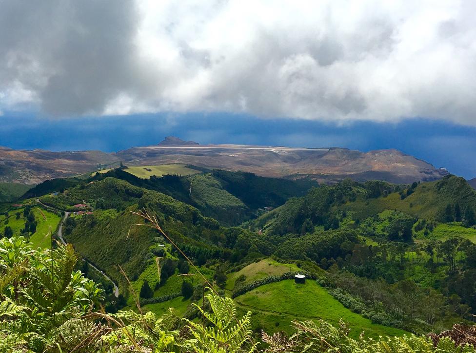 A view of the runway from a hillside