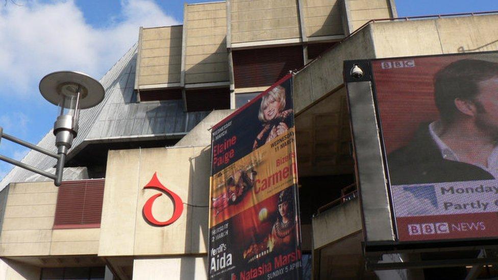 skyline of St David's Hall