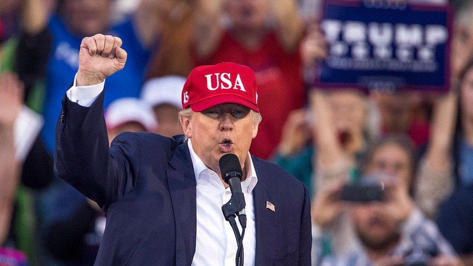 President-elect Donald Trump speaks during a thank you rally i