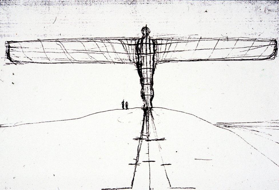 Antony Gormley sketch of the angel