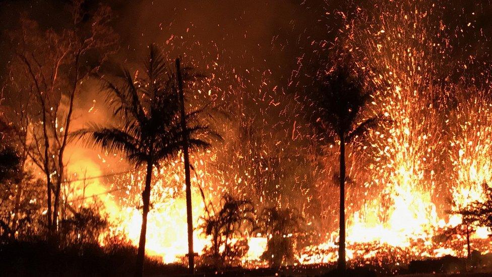 Lava being fired into the air.