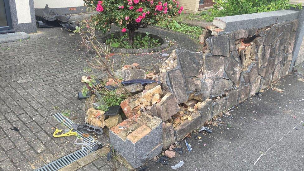 A damaged wall in Luton