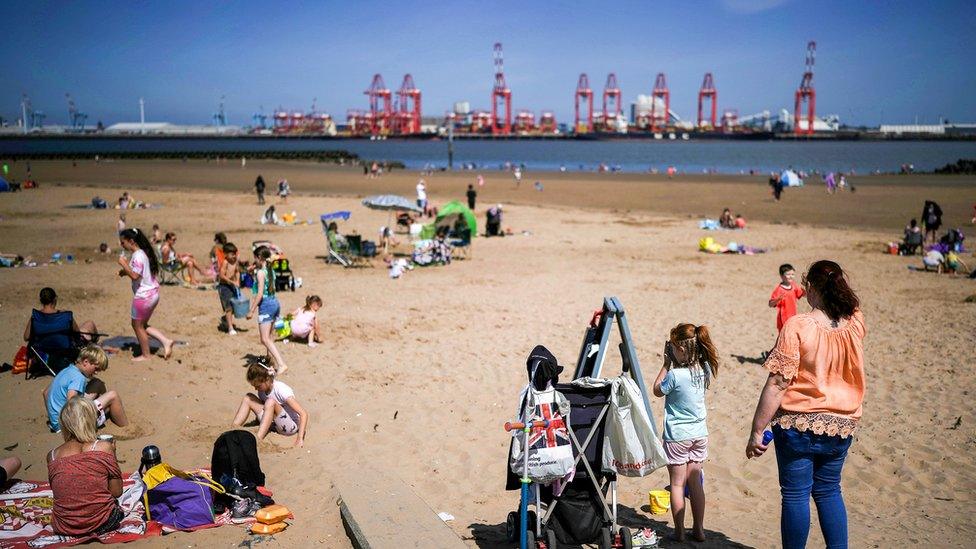 Families at New Brighton beach