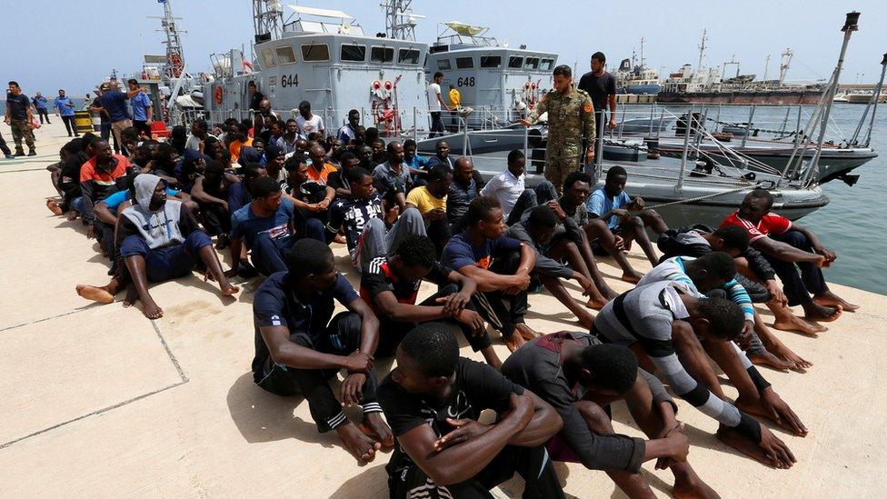 rescued migrants in Tripoli