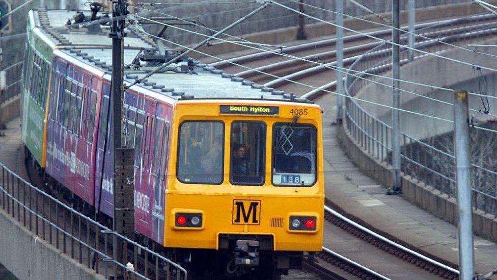 A Metro train on Tyneside