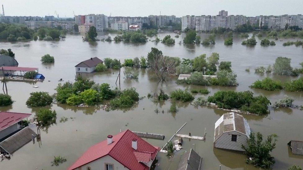 Houses emerged in water