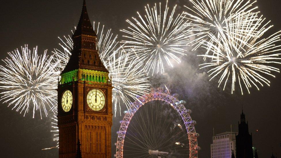 Big Ben with fireworks