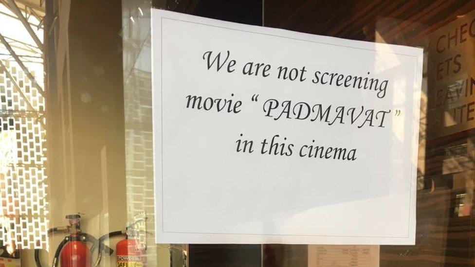 A sign in a Gujarat cinema saying that it is not screening Padmaavat