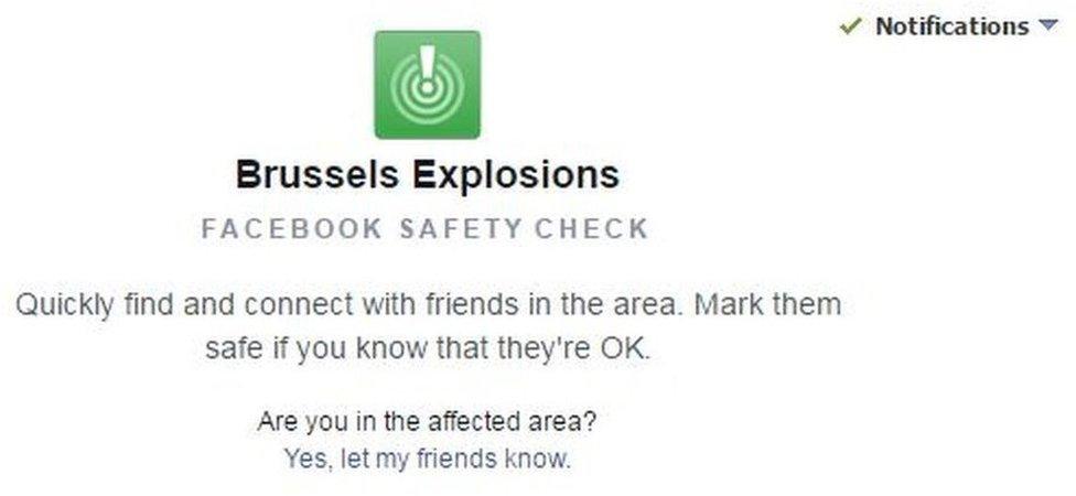 Facebook safety check button