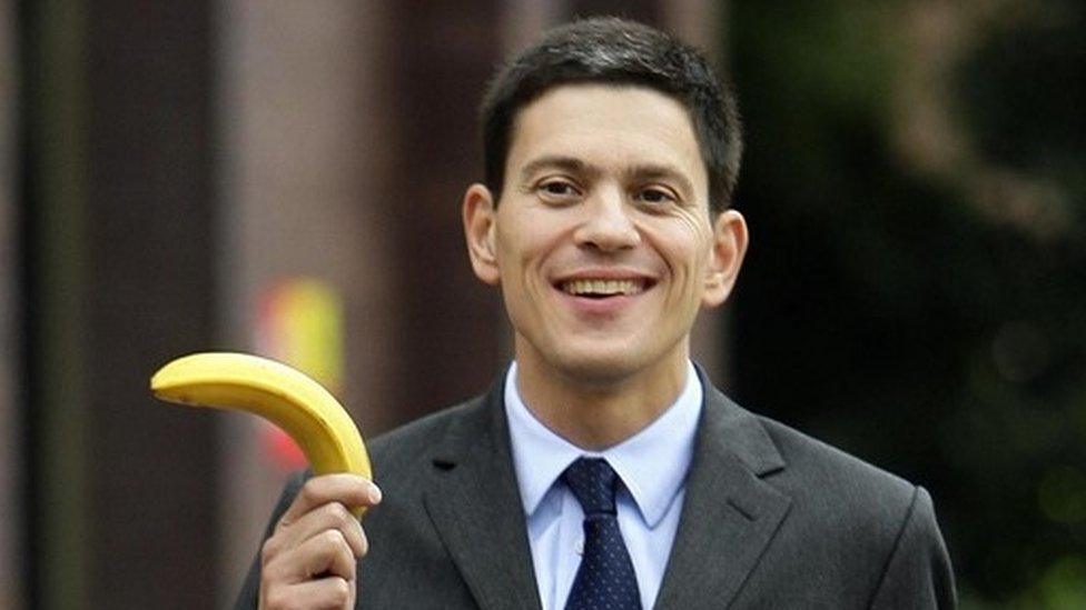 David Miliband with a banana