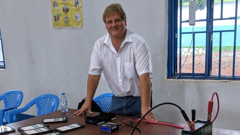 Ivan Gayton in an Ebola centre