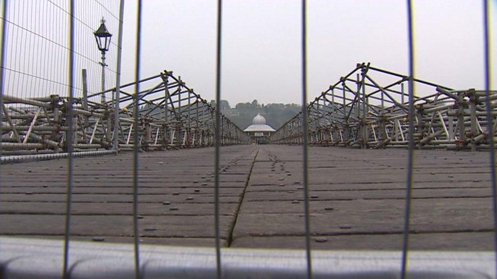 The closed-off section of Bangor's Garth Pier