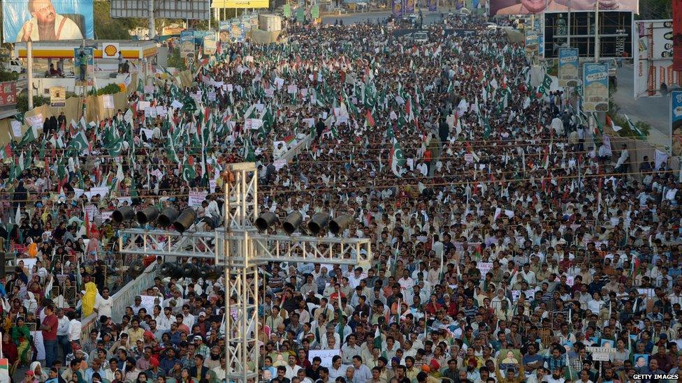 MQM activists gather at a rally in February 2014