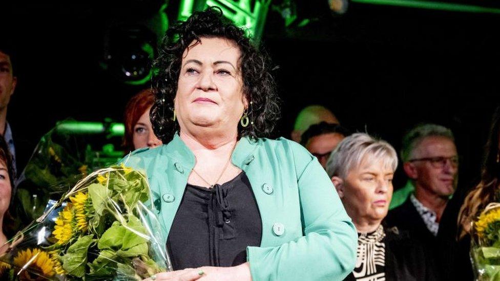 Caroline van der Plas looks on as she delivers a speech during a presentation of the candidate list of the BoerBurgerBeweging (BBB) party