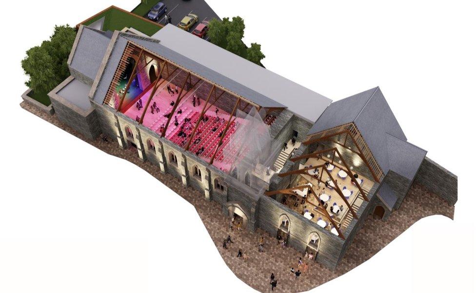 Artist impression of redevelopment of the Muni Arts Centre, Pontypridd