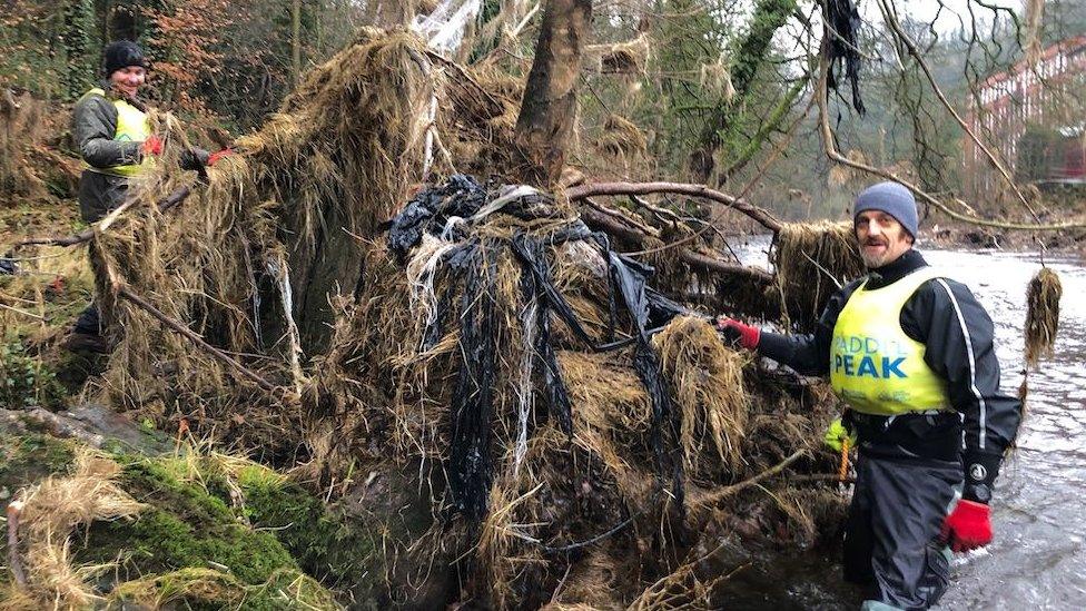 Volunteers cleaning River Derwent banks