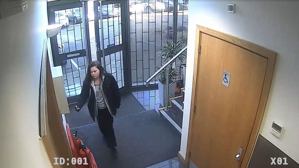 CCTV image issued by Thames Valley Police of Leah Croucher arriving for work the day before she went missing