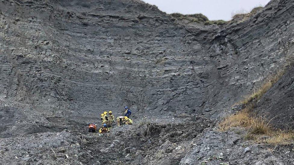 Cliff rescue of boy stuck in mud at Charmouth in August 2020