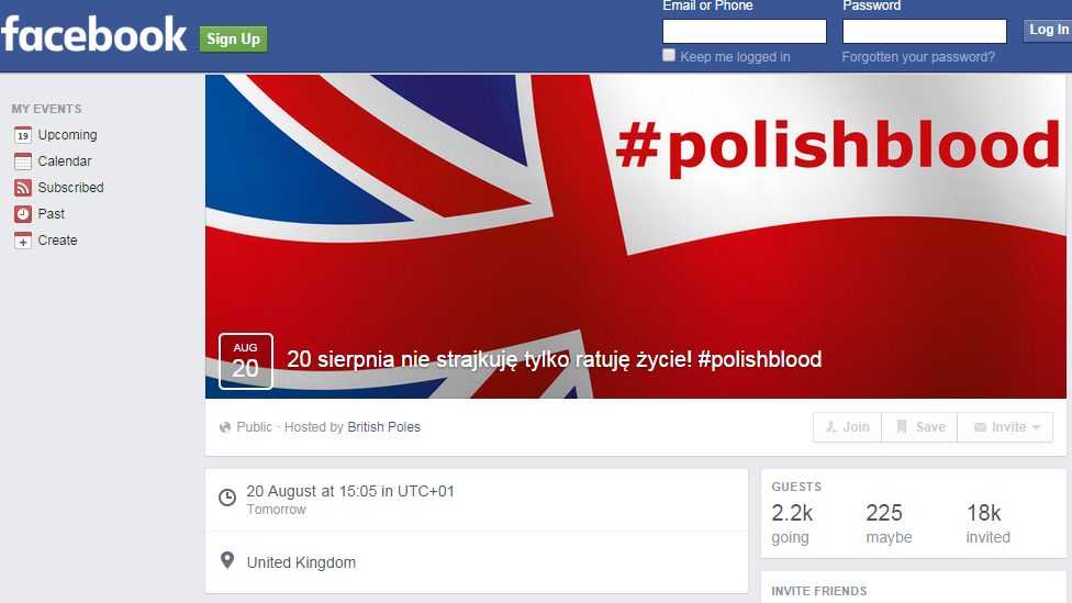 A Facebook page urging Poles to give blood instead of going on strike has attracted thousands of followers