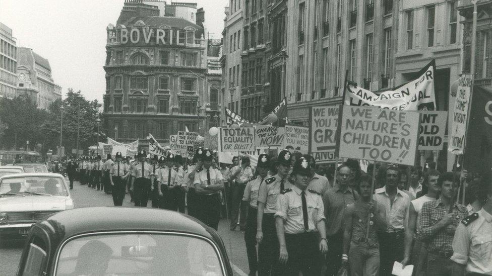 Gay Pride rally London 1974