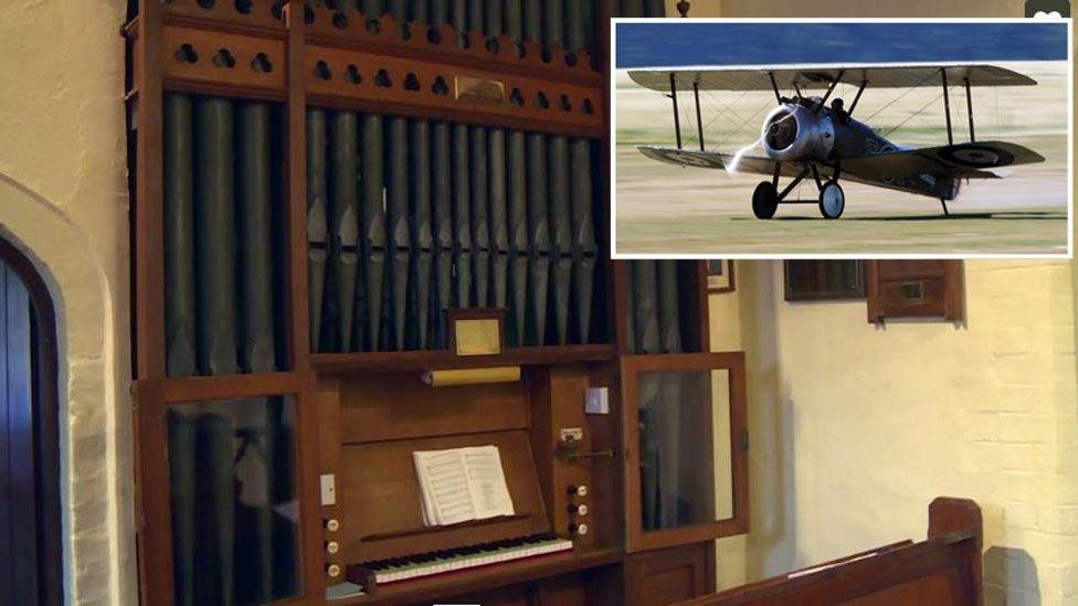 The organ and a Sopwith Camel (plane)