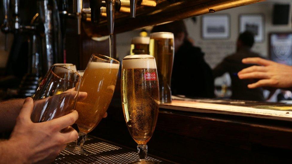 Picture of some drinks at a bar