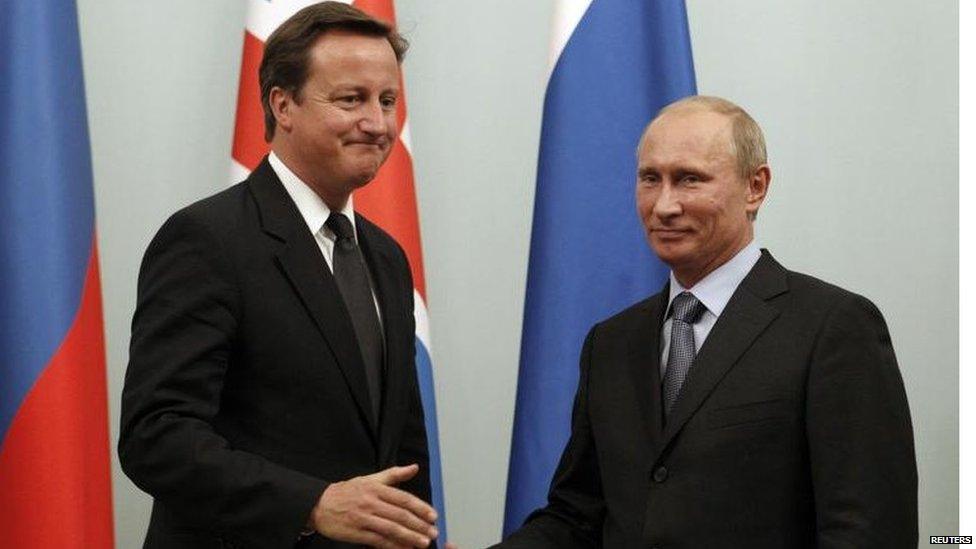 David Cameron and Vladimir Putin