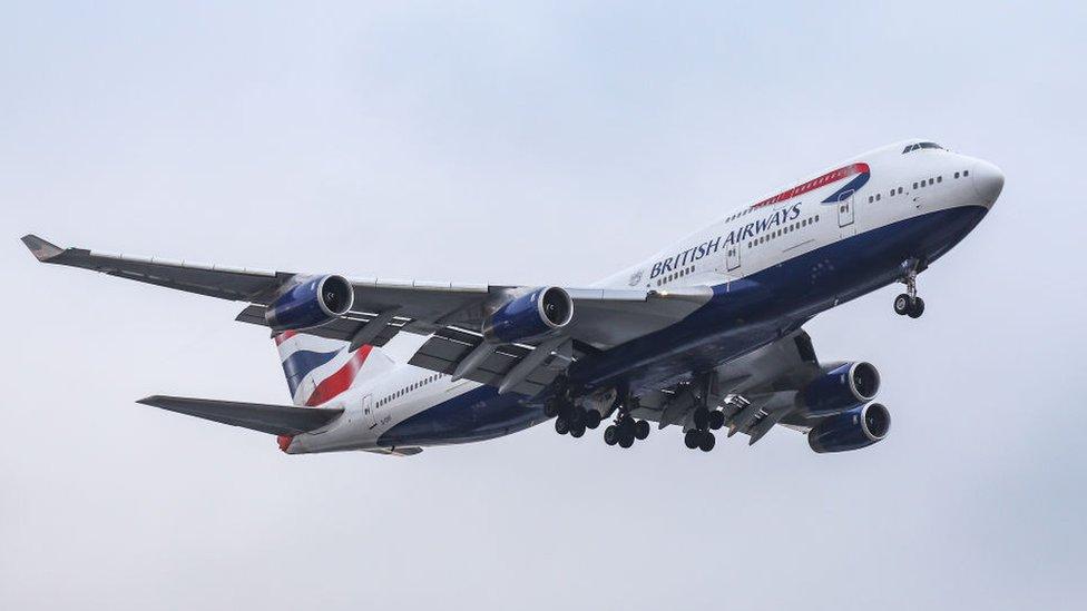 British Airways Boeing 747-400 airplane, the large jumbo jet with the nickname Queen of the skies