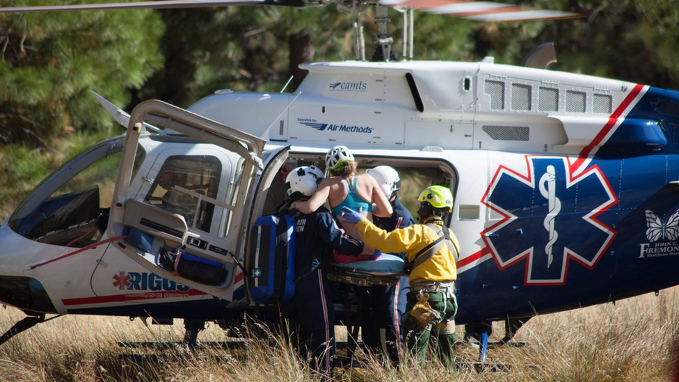 Mrs Foster is rescued from Yosemite following a rock fall