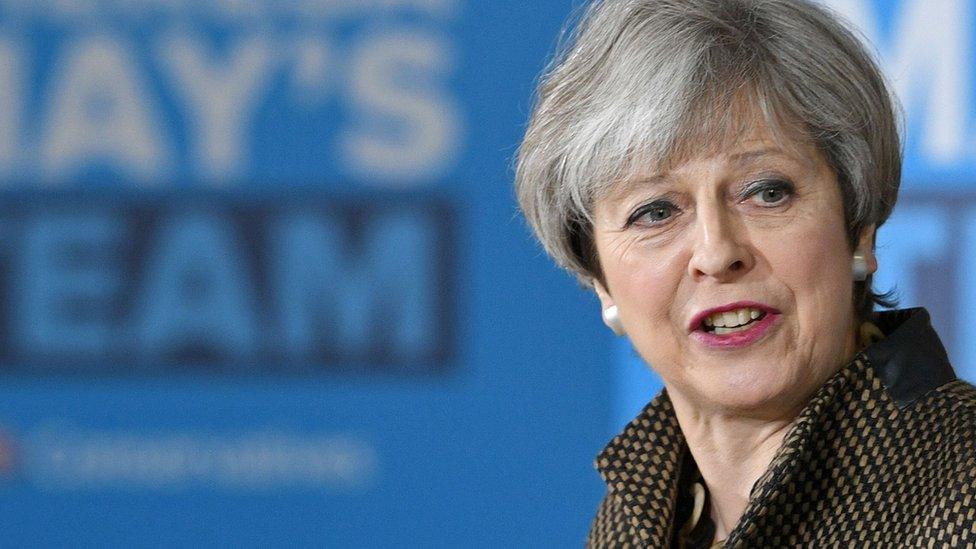 Theresa May at a campaign event in London