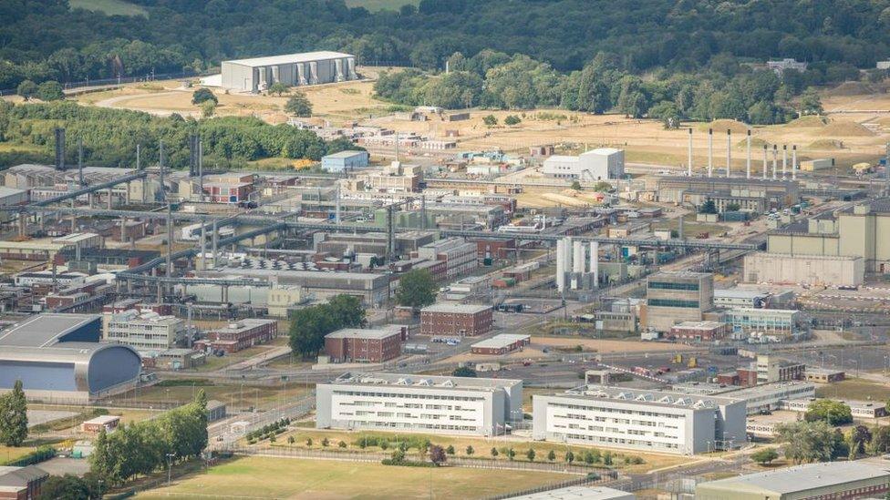 Aerial photo of the Atomic Weapons Establishment at Aldermaston