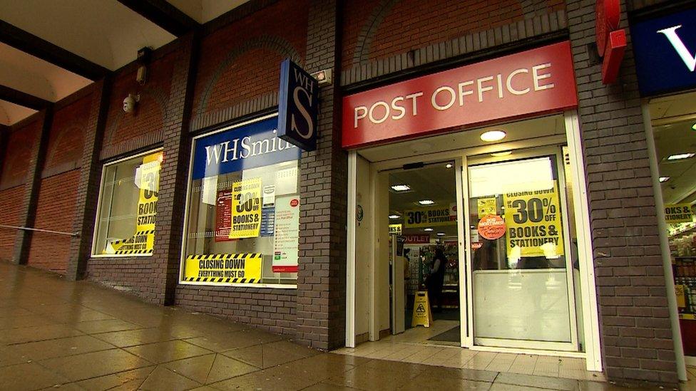 Exterior of WHSmith post office, Crewe