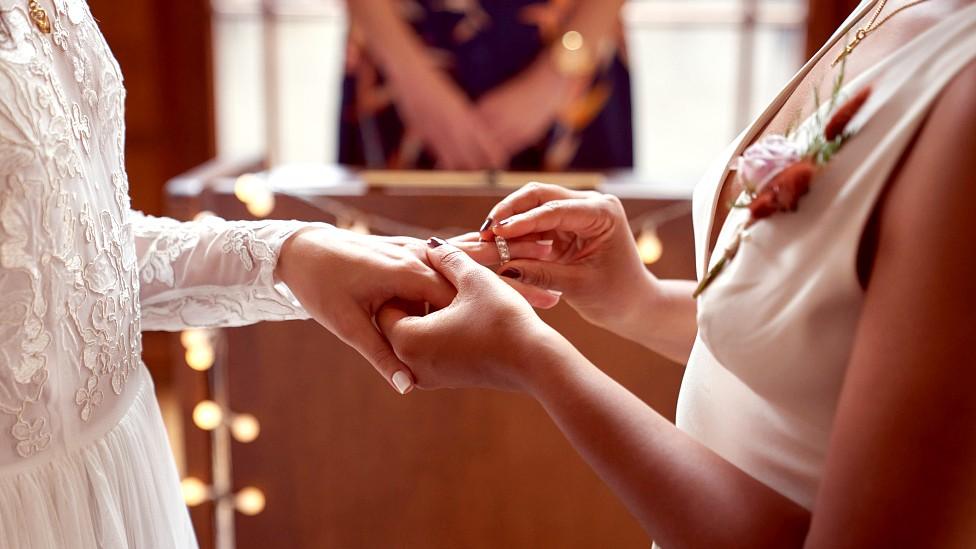 Two women getting married