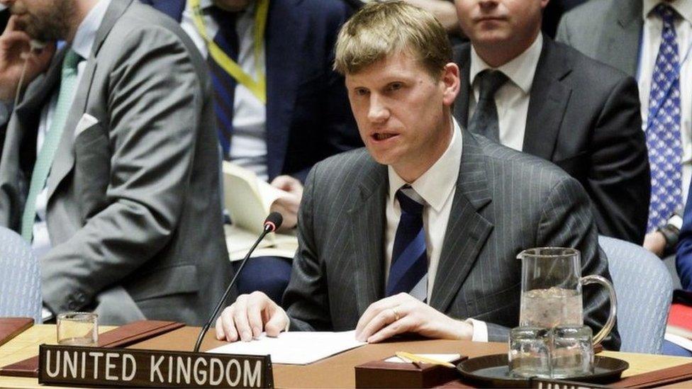 British diplomat Jonathan Allen addresses the United Nations Security Council