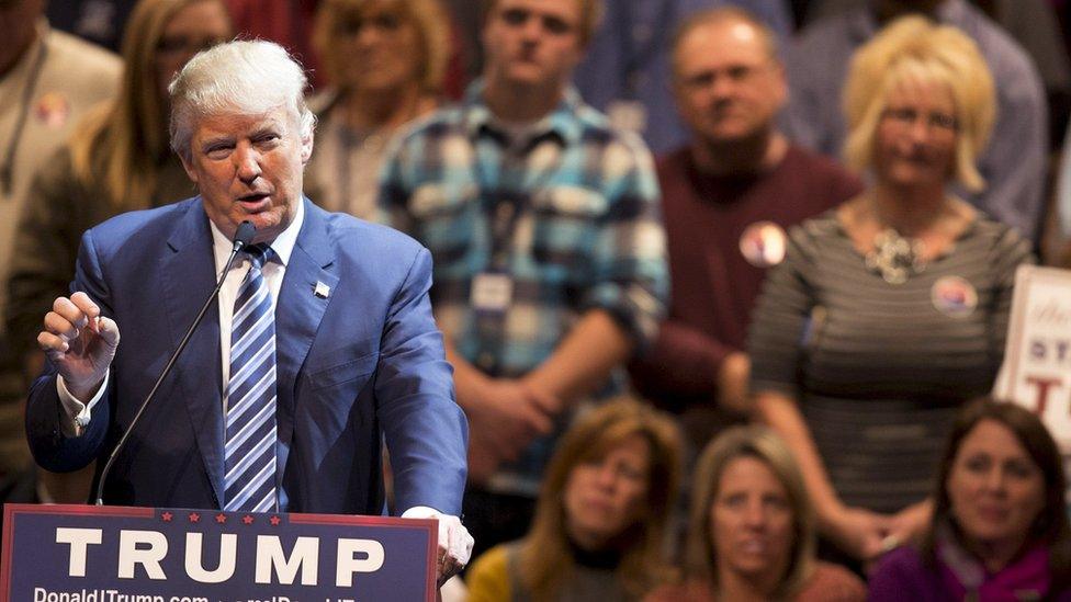 US Republican presidential candidate Donald Trump speaks during a campaign event at Iowa Central Community College in Ft. Dodge, Iowa, November 12, 2015