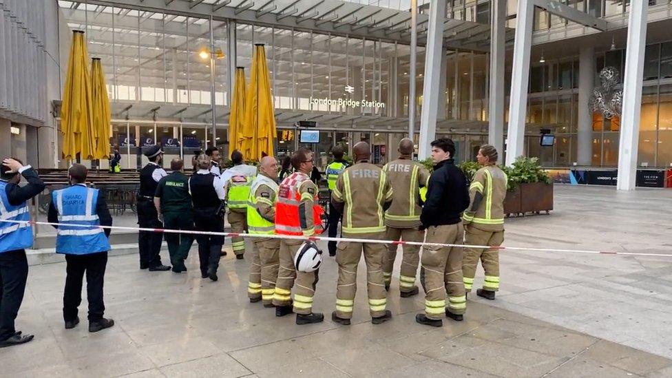 Emergency services at the base of The Shard