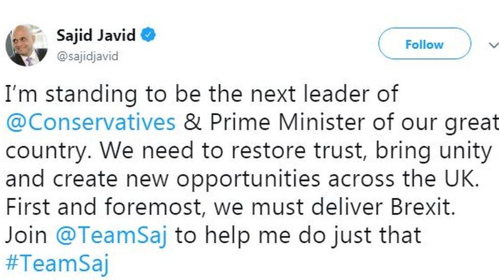 Sajid Javid's tweet