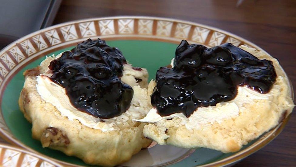 jam on scones