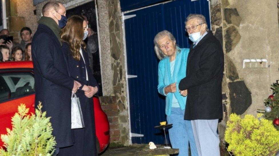 Prince William and Kate Middleton with Len Gardner and wife Shirley