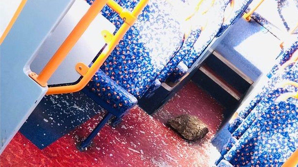 Brick in bus