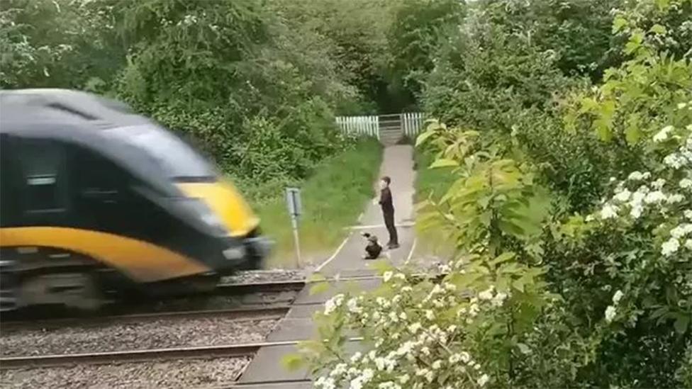 Children near rail tracks