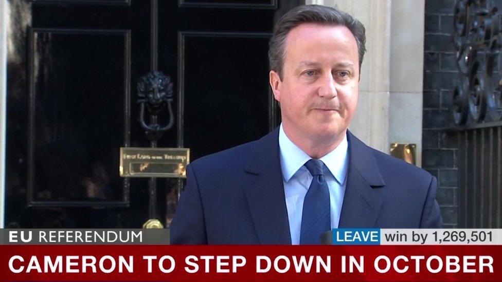 Prime Minister David Cameron has said that he will resign in October.